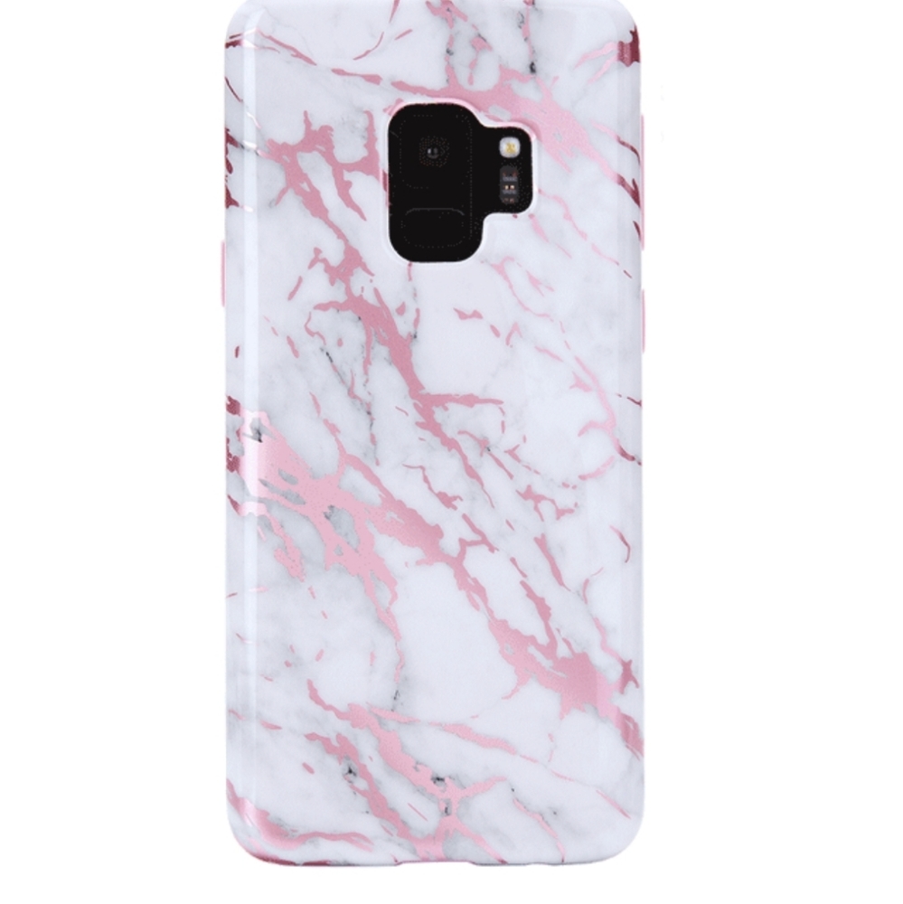 White Marble Pink Chrome Samsung Galaxy S9 shockproof Case